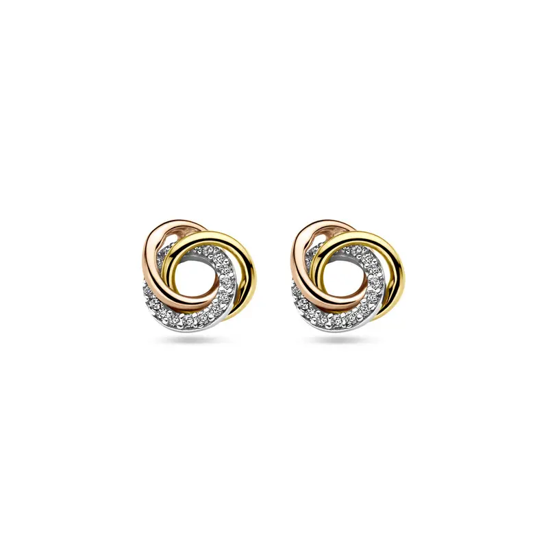 Oorbellen 9 mm 14K tricolor goud