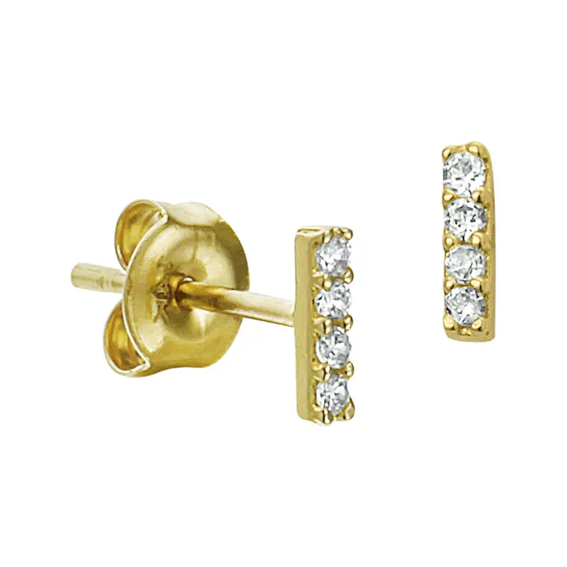 Oorbellen balkje zirkonia 14K geelgoud 5,5 mm – 4019060