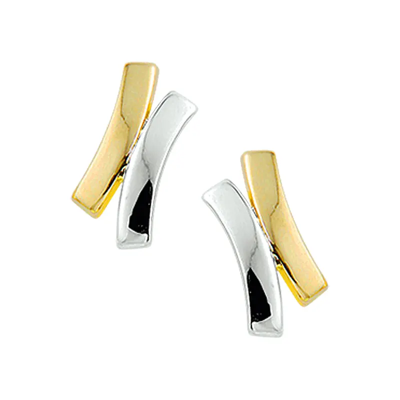 Oorbellen bicolor gestift 12 mm 14K geelgoud – 4019091
