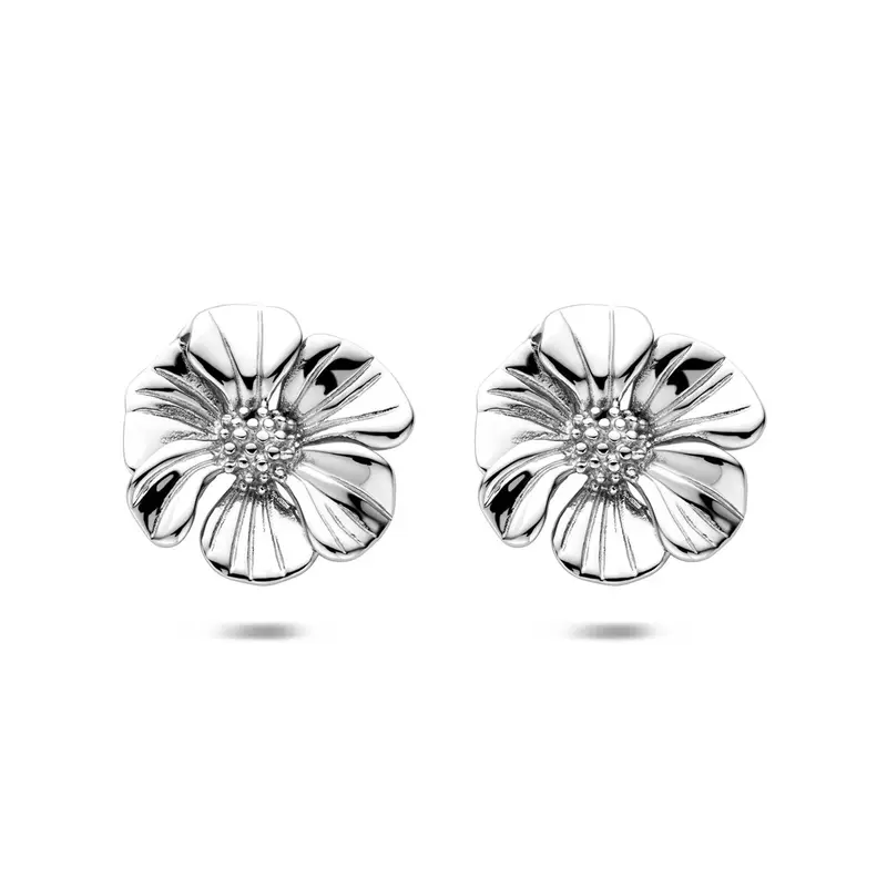 Oorbellen bloem 26 mm edelstaal
