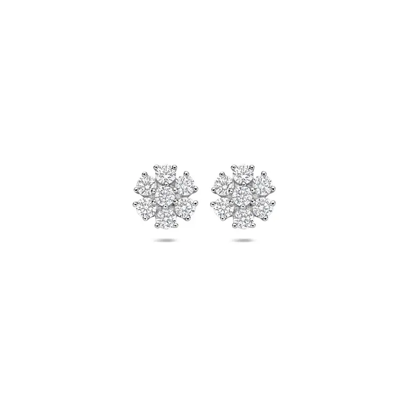 Oorbellen bloem zirkonia 7 mm zilver