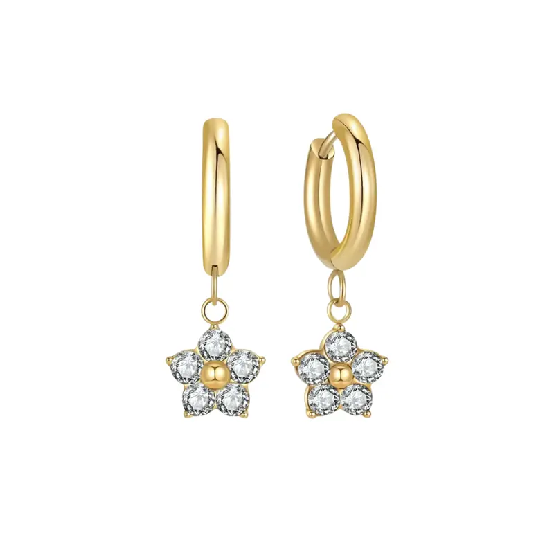 Oorbellen crystal flower wit