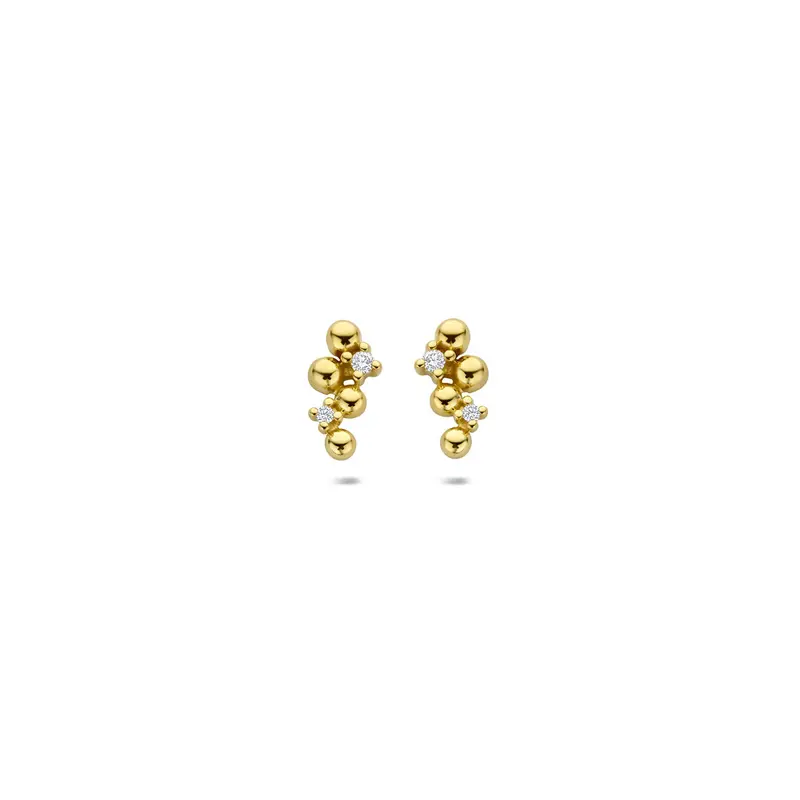 Oorbellen diamant 0.03ct (2x 0.015ct) h p 8,5 mm 14K geelgoud