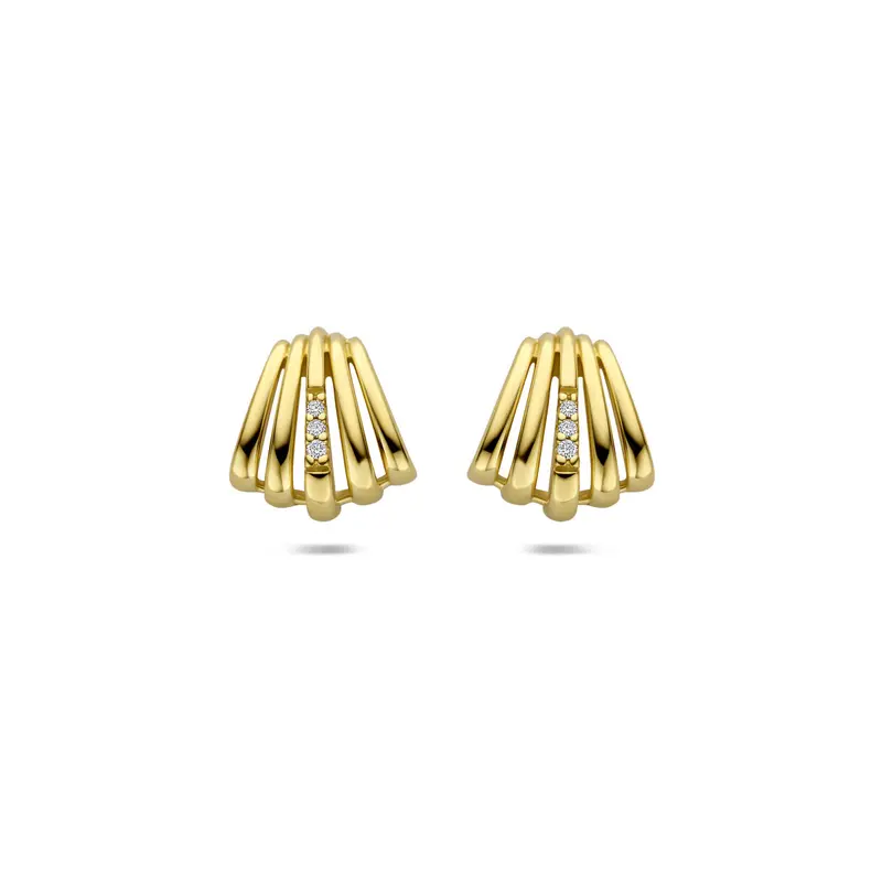 Oorbellen diamant 0.03ct (2x 0.015ct) h si 10,5 mm 14K geelgoud