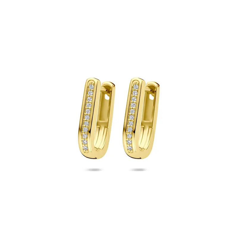 Oorbellen diamant 0.10ct (2x 0.05ct) h si 15 mm 14K geelgoud