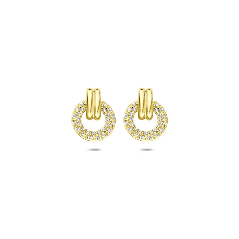 Oorbellen diamant 0.15ct (2x 0.075ct) h si 11 mm 14K geelgoud