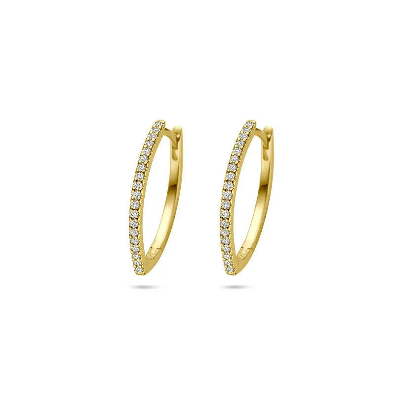 Oorbellen diamant 0.17ct (2x 0.085ct) h si 19 mm 14K geelgoud