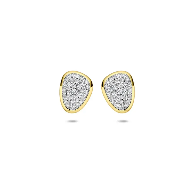 Oorbellen diamant 0.35ct (2x 0.175ct) h si 10,5 mm 14K bicolor goud