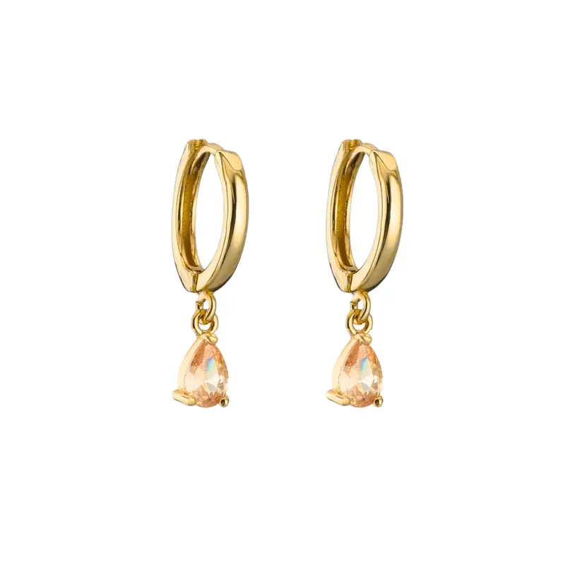 Oorbellen diamond drop champagne