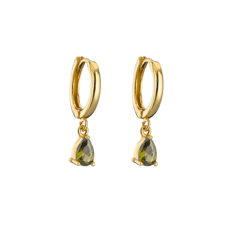 Oorbellen diamond drop olijfgroen