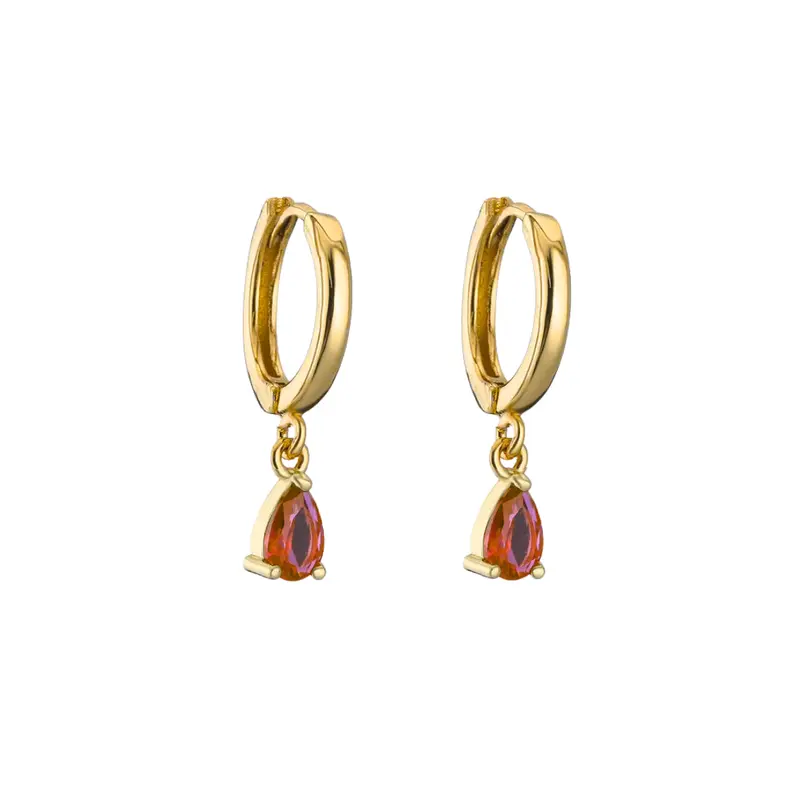 Oorbellen diamond drop rood