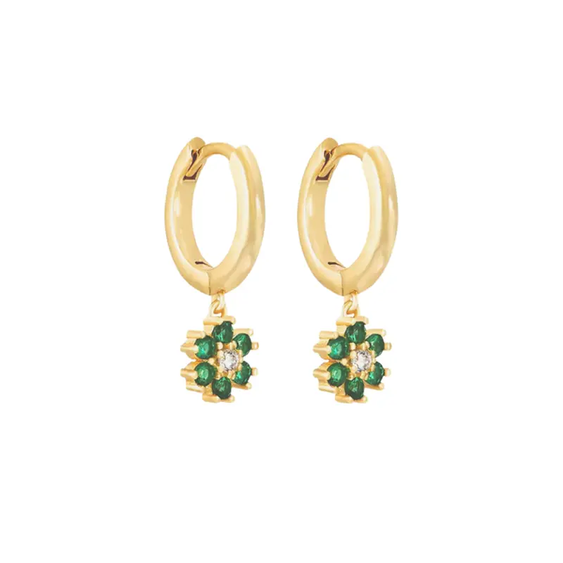Oorbellen diamond flower groen