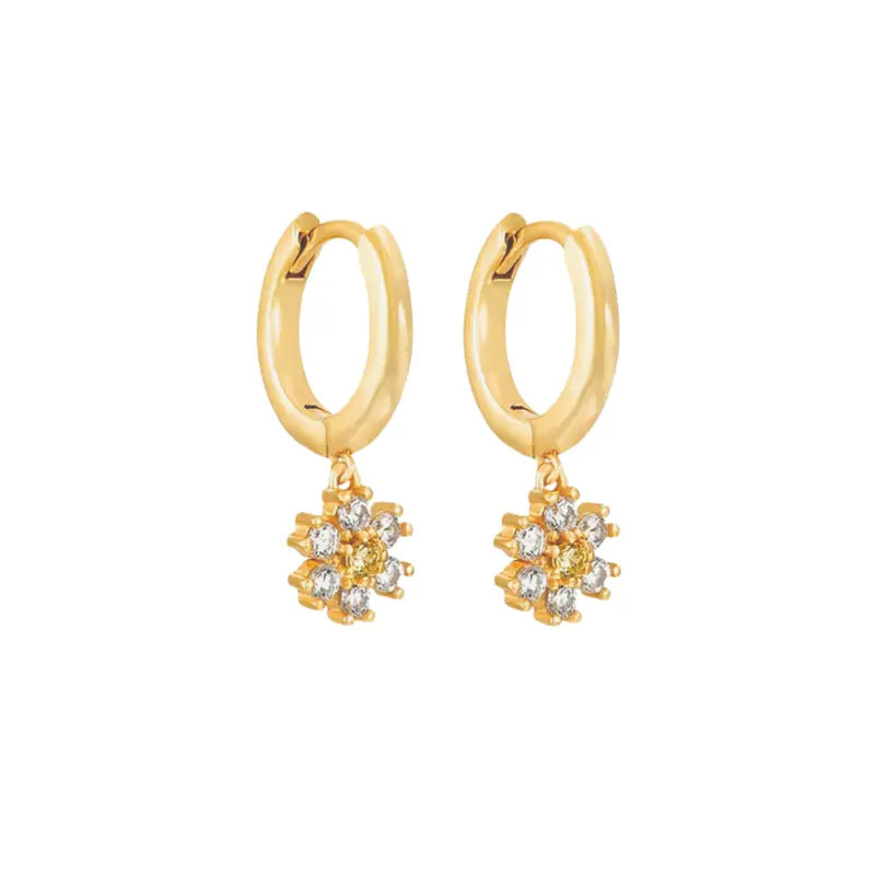 Oorbellen diamond flower wit