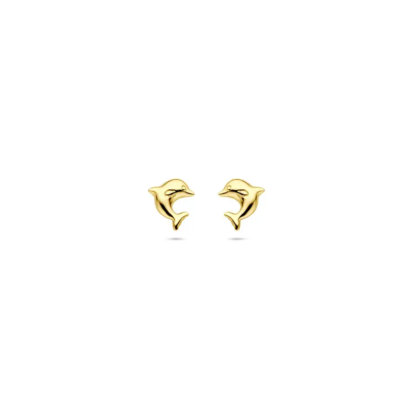 Oorbellen dolfijn 7 mm 14K geelgoud