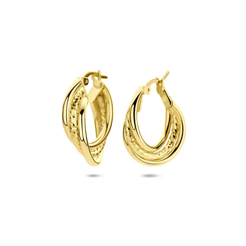 Oorbellen gediamanteerd 23,5 mm 1 micron zilver verguld