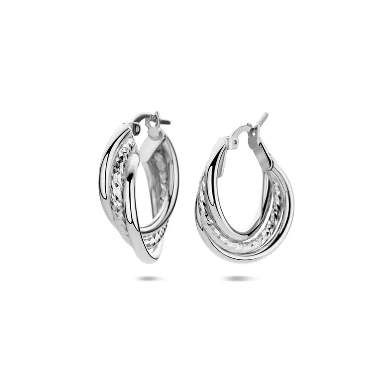 Oorbellen gediamanteerd 23,5 mm zilver
