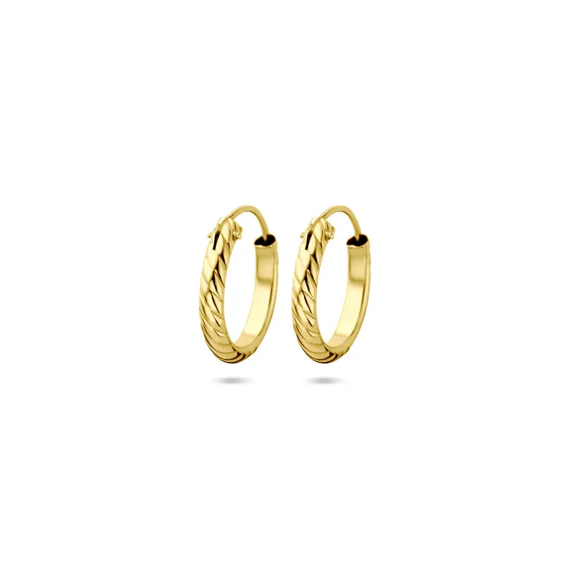 Oorbellen gedraaid 12,5 mm 14K geelgoud