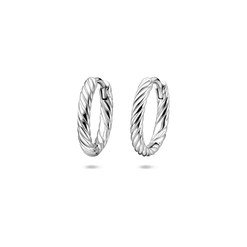 Oorbellen gedraaid 14 mm zilver