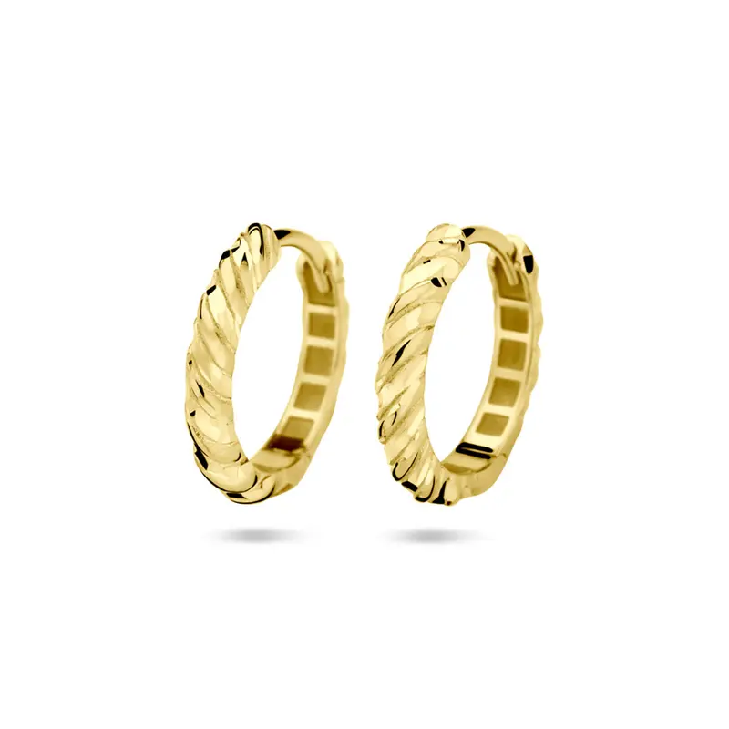 Oorbellen gedraaid 16 mm 14K geelgoud