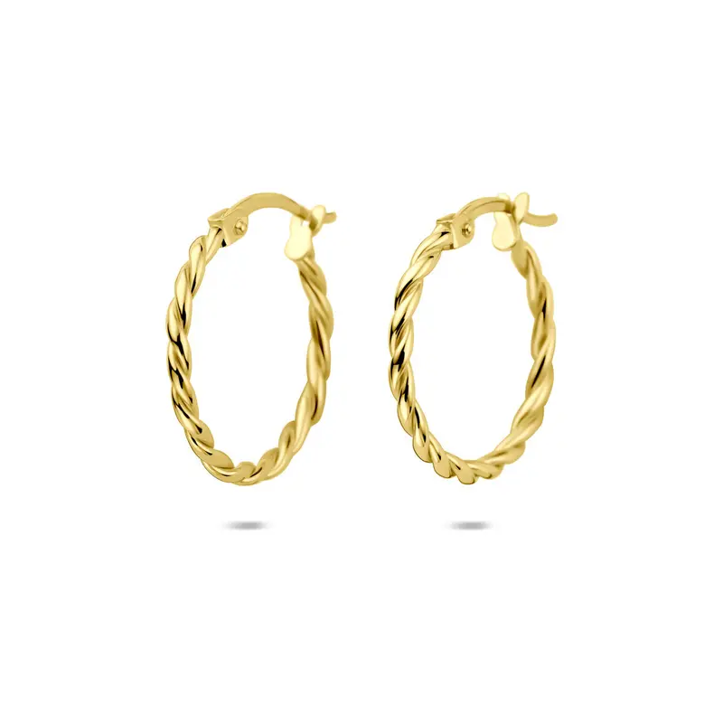 Oorbellen gedraaid 18 mm 14K geelgoud