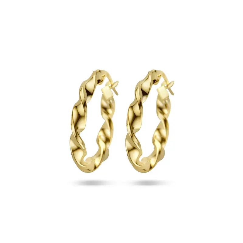 Oorbellen gedraaid 20,5 mm 9K geelgoud