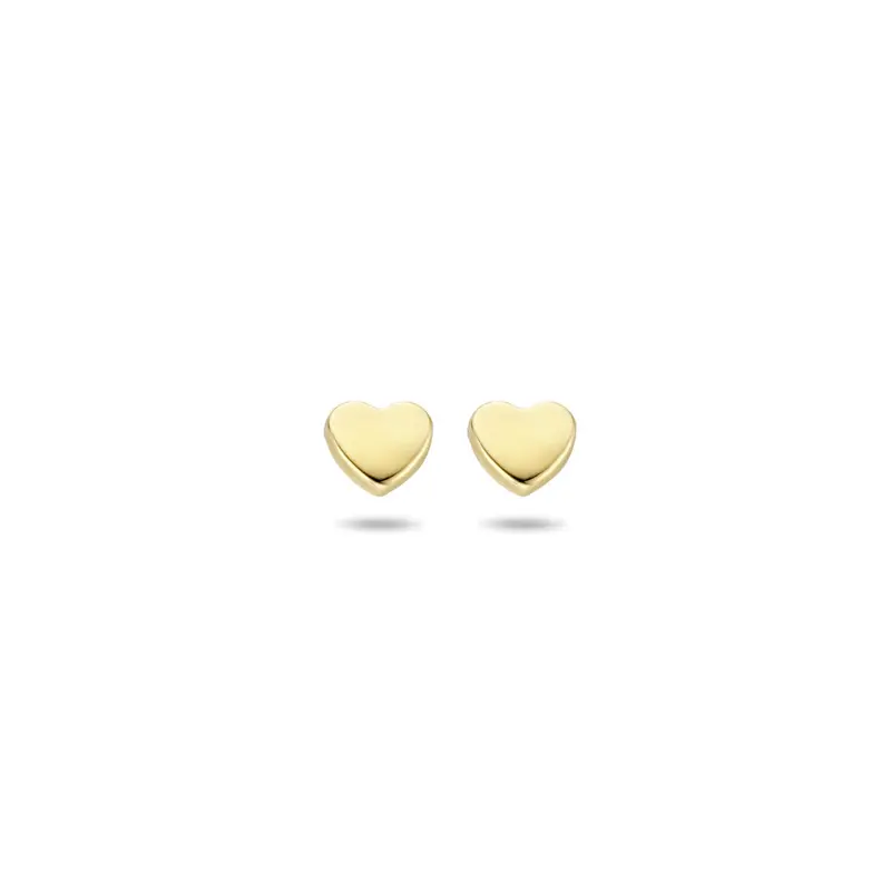 Oorbellen hart 4 mm 9K geelgoud