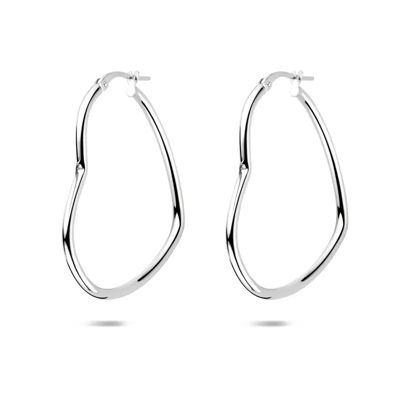 Oorbellen hartje 35,5 mm zilver