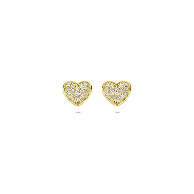 Oorbellen hartje diamant 0.17ct (2x 0.085ct) h si 6 mm 14K geelgoud