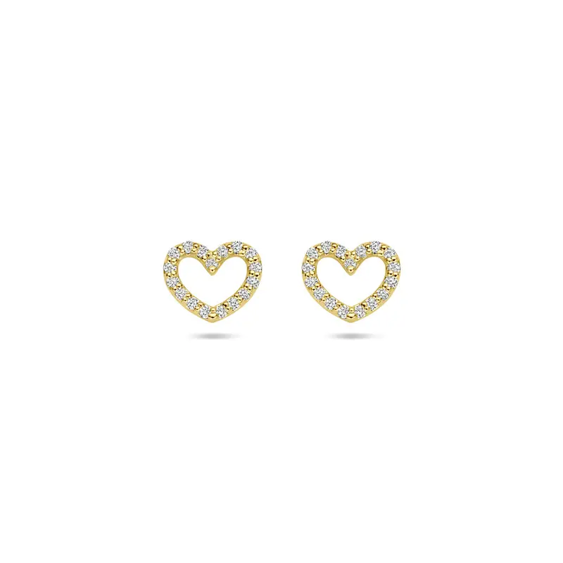 Oorbellen hartje lab grown diamant 0.19ct (2x 0.095ct) g vs 6,5 mm 14K geelgoud