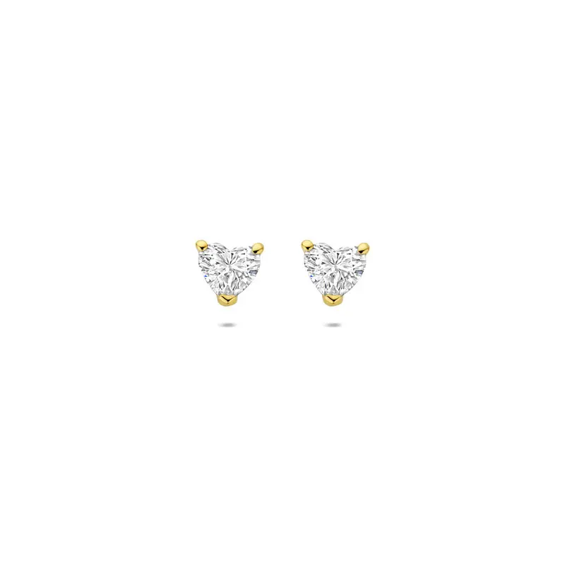 Oorbellen hartje lab grown diamant 0.60ct (2x 0.30ct) f vs 5 mm 14K geelgoud