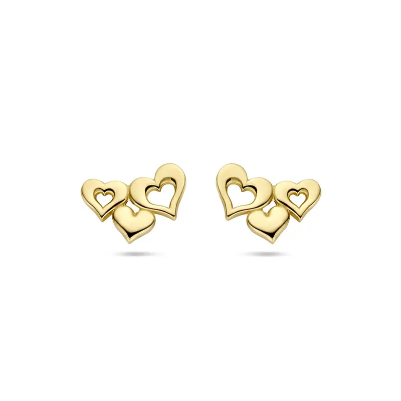 Oorbellen hartjes 14K geelgoud