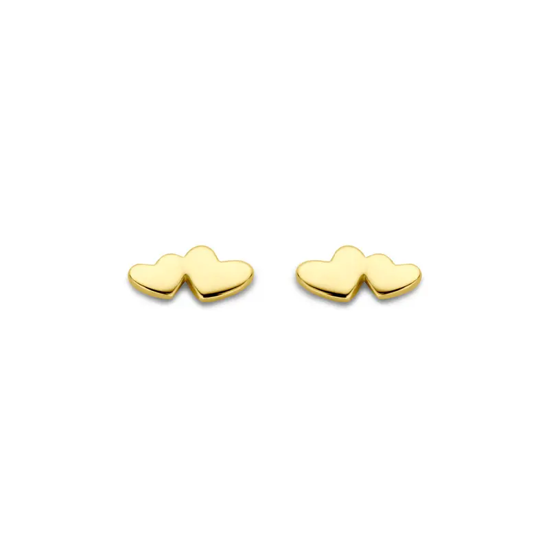 Oorbellen hartjes 3 mm 14K geelgoud