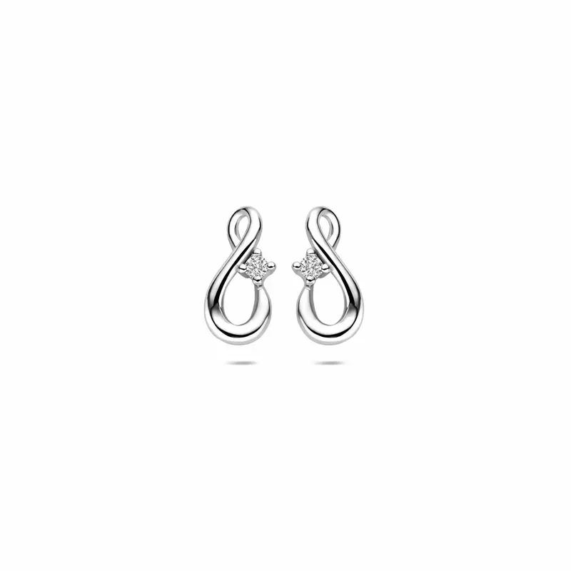 Oorbellen infinity zirkonia 12 mm zilver
