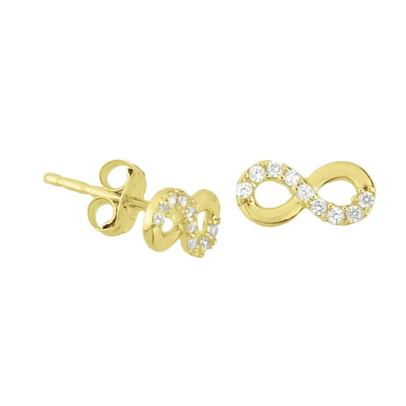 Oorbellen infinity zirkonia 4 mm 14K geelgoud