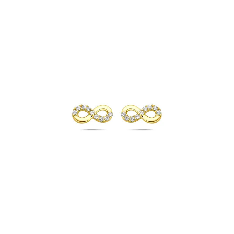 Oorbellen infinity zirkonia 4 mm 9K geelgoud