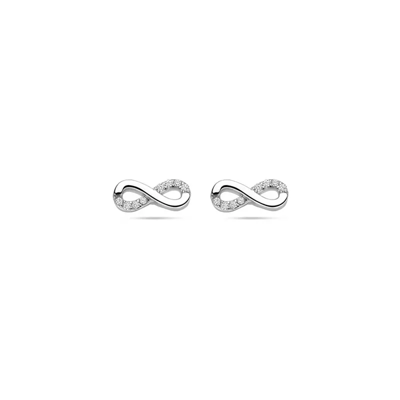 Oorbellen infinity zirkonia 9 mm zilver