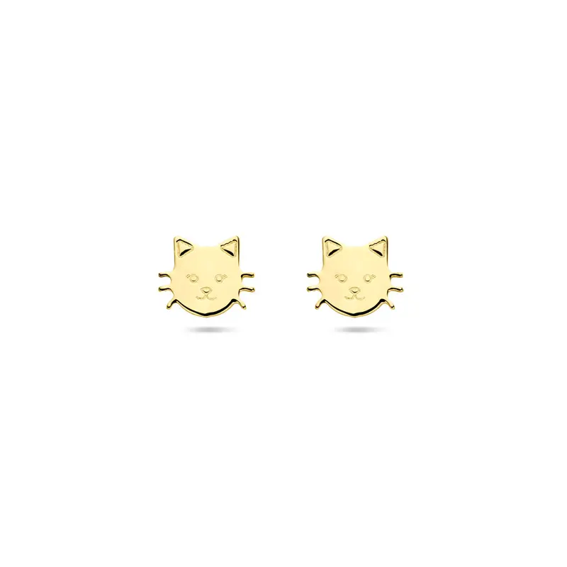 Oorbellen kat 7 mm 14K geelgoud