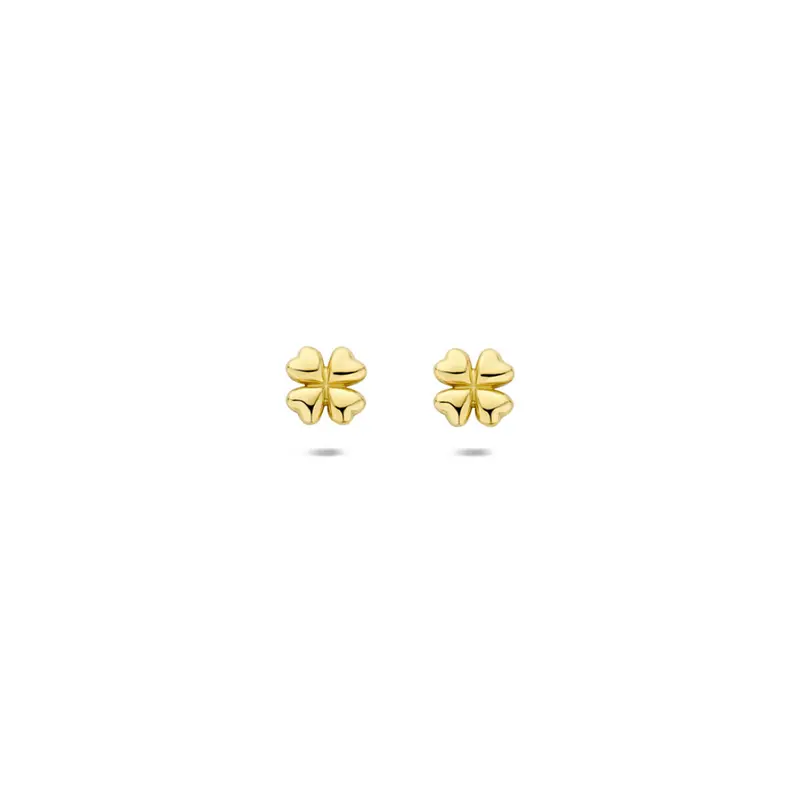 Oorbellen klavertje 3,5 mm 14K geelgoud