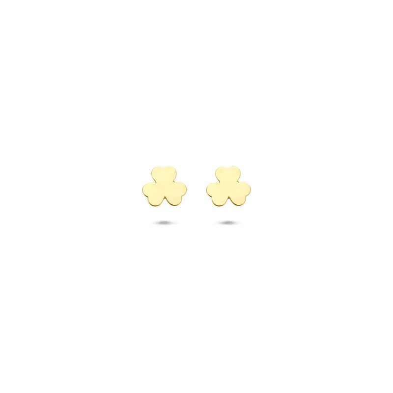 Oorbellen klavertje 5 mm 14K geelgoud