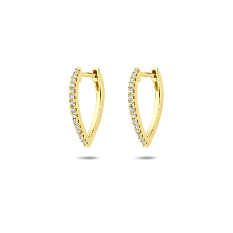 Oorbellen lab grown diamant 0.12ct (2x 0.06ct) g vs 15 mm 14K geelgoud