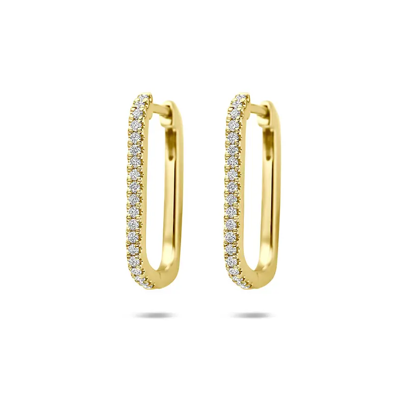 Oorbellen lab grown diamant 0.19ct (2x 0.095ct) g vs 18 mm 14K geelgoud