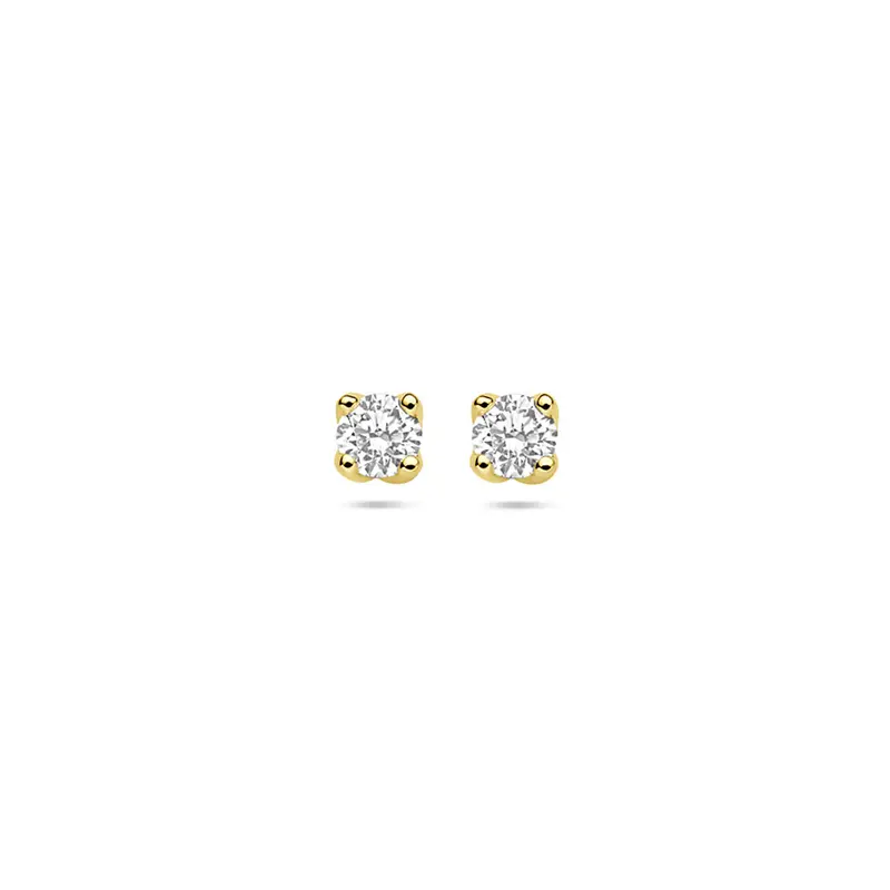 Oorbellen lab grown diamant 0.20ct. (2x 0.10ct) h si 3,25 mm 14K geelgoud