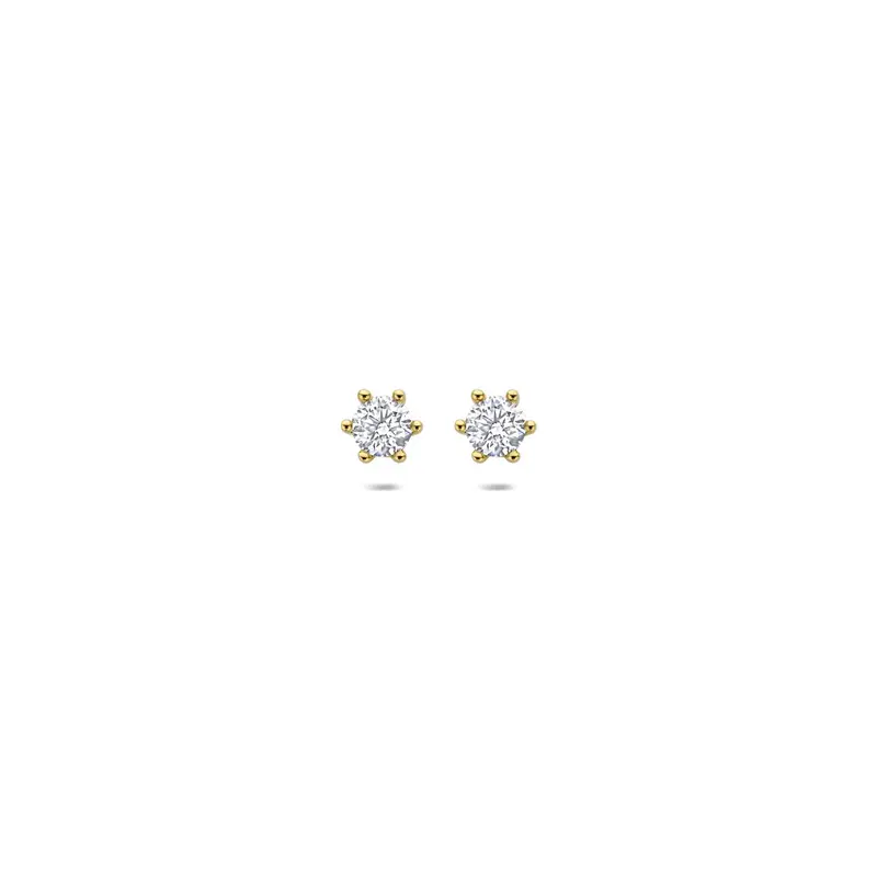 Oorbellen lab grown diamant 0.25ct (2x 0.125ct) f vs 4 mm 14K geelgoud