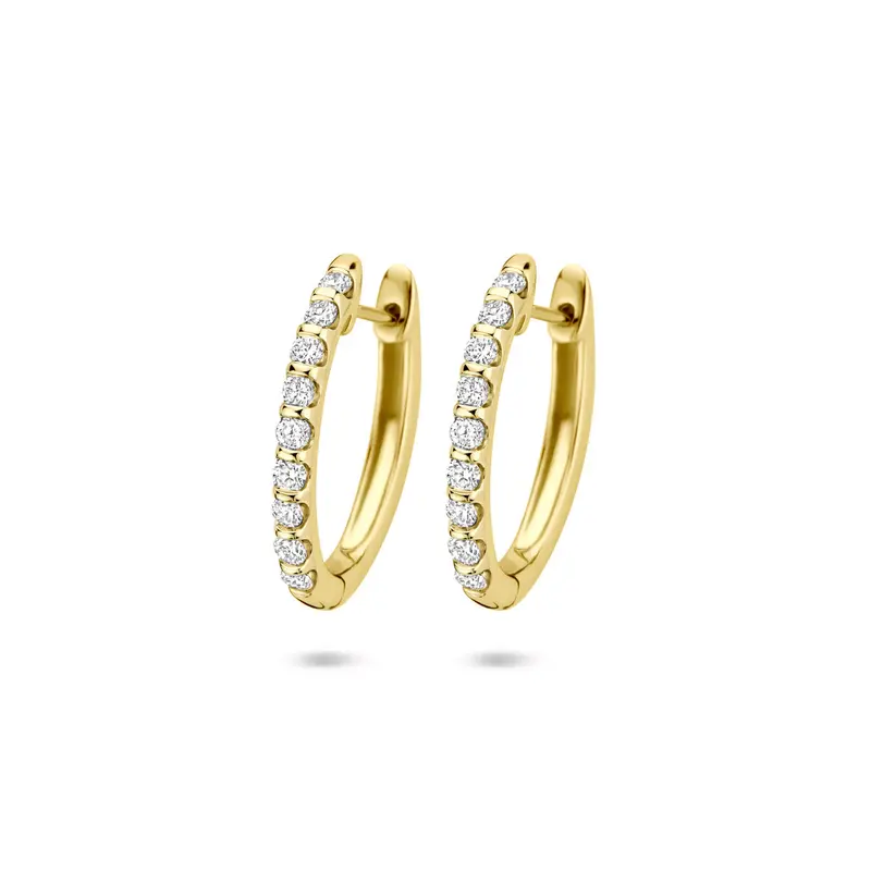 Oorbellen lab grown diamant 0.25ct (2x 0.125ct) h si 19,5 mm 14K geelgoud