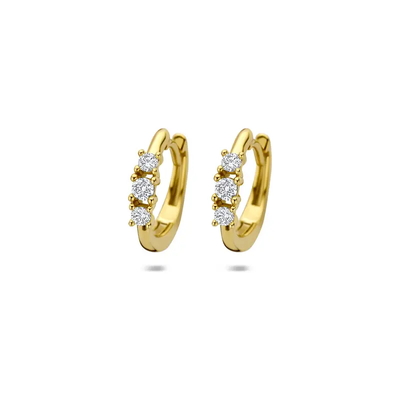 Oorbellen lab grown diamant 0.30ct (2x 0.15ct) f vs 14 mm 14K geelgoud
