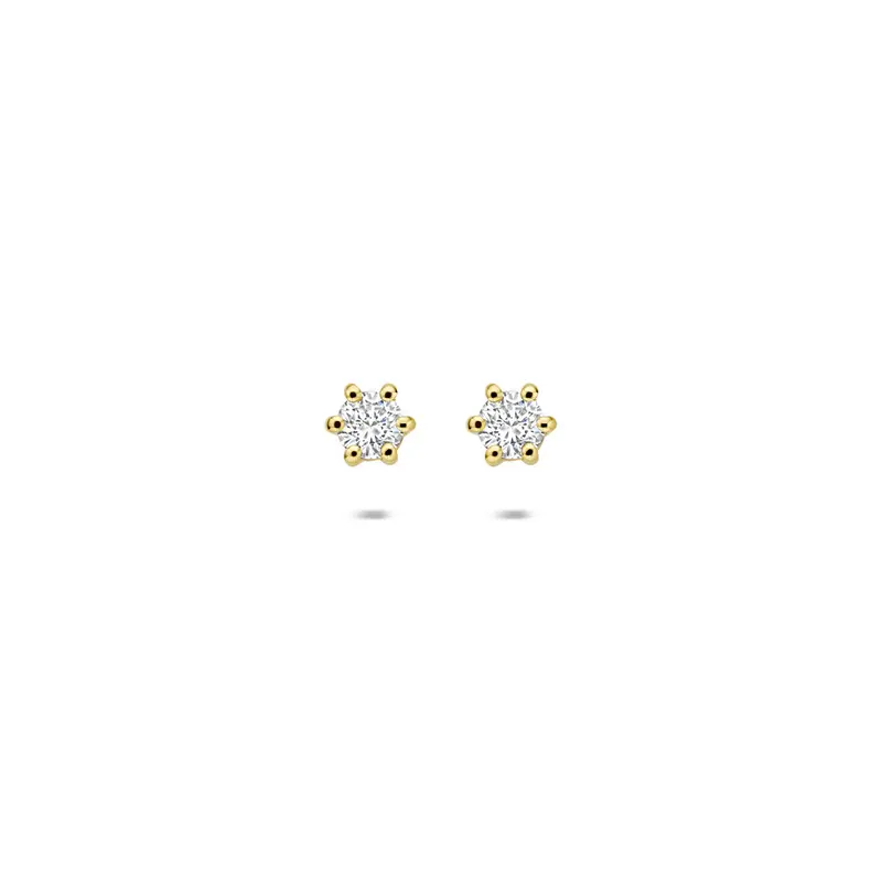 Oorbellen lab grown diamant 0.30ct (2x 0.15ct) g vs 4 mm 14K geelgoud