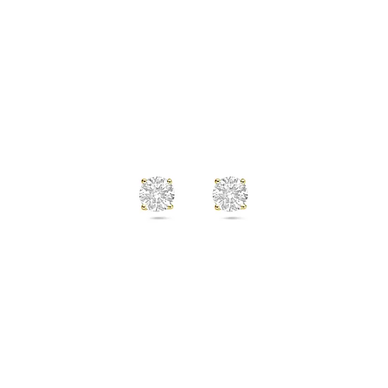 Oorbellen lab grown diamant 0.50ct (2x 0.25ct) h si 4 mm 14K geelgoud