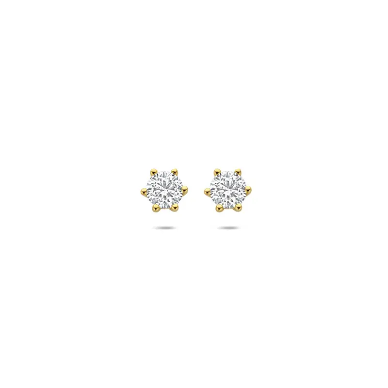 Oorbellen lab grown diamant 0.75ct (2x 0.375ct) f vs 4,5 mm 14K geelgoud