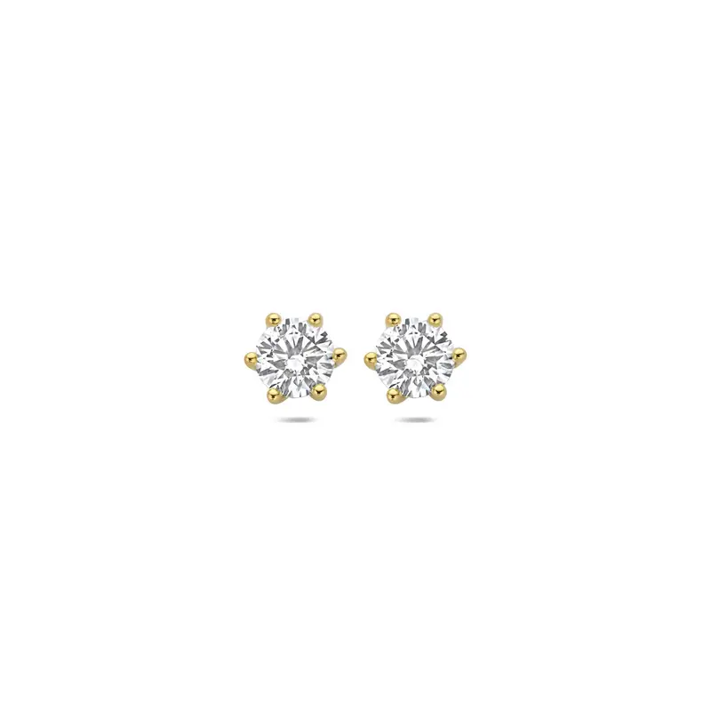 Oorbellen lab grown diamant 1.00ct (2x 0.50ct) f vs 5 mm 14K geelgoud