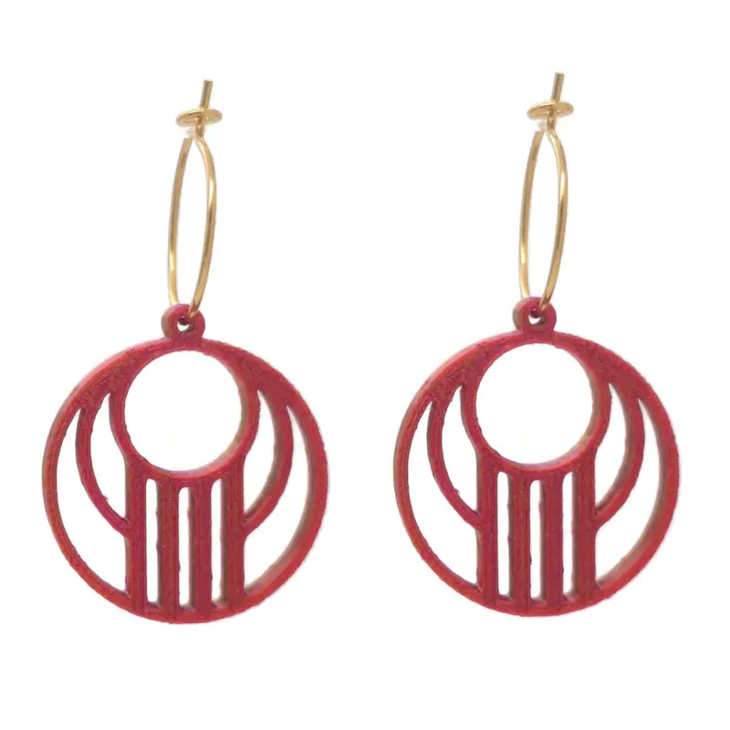 Oorbellen paars/goud model 9